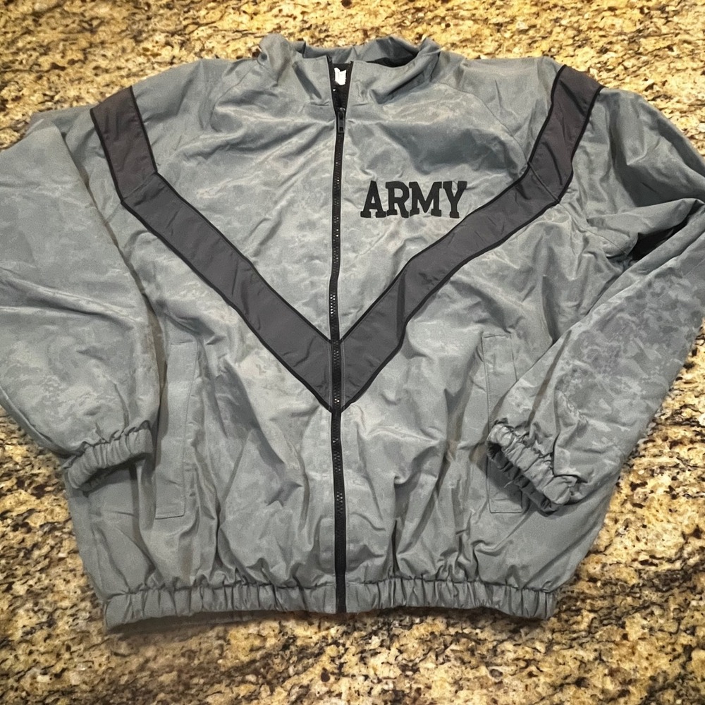 Skilcraft US Army PFU Jacket Mens Medium Regular Grey Nylon Windbreaker IPFU